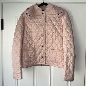Burberry jacket with detachable hood size 12 reg L large‎ quilted pink